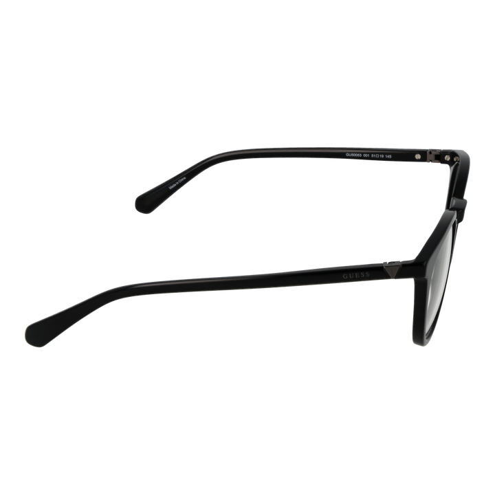Unisex black full-rim rectangular eyeglasses in plastic with nose pads shown front-facing on neutral background