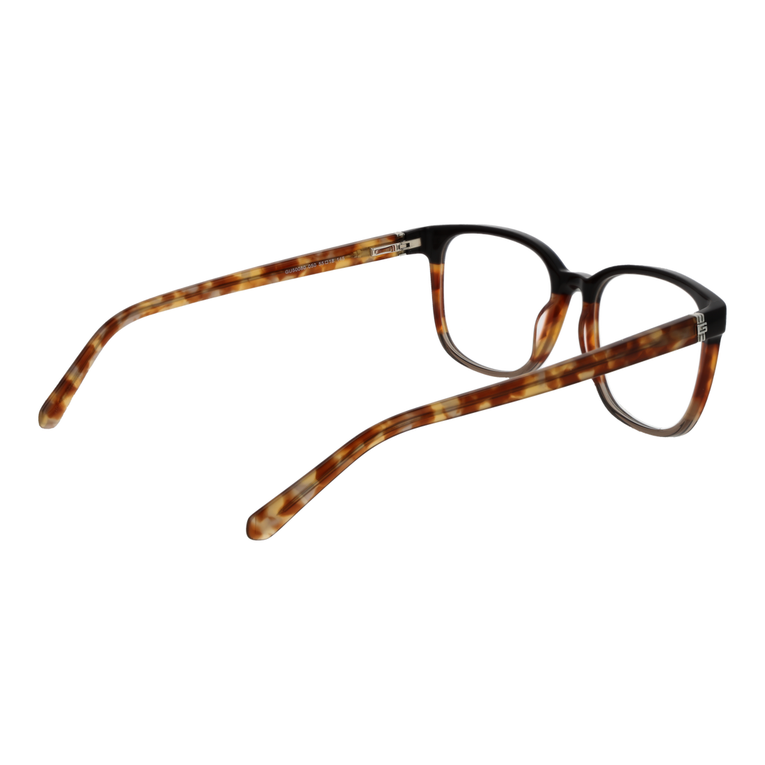 Black and tortoiseshell rectangular eyeglasses for Women with full-rim plastic frame and patterned temples
