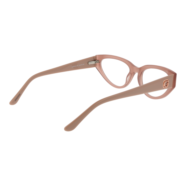 Transparent pink cat-eye eyeglasses in plastic with metal logo temples, retro silhouette for Women