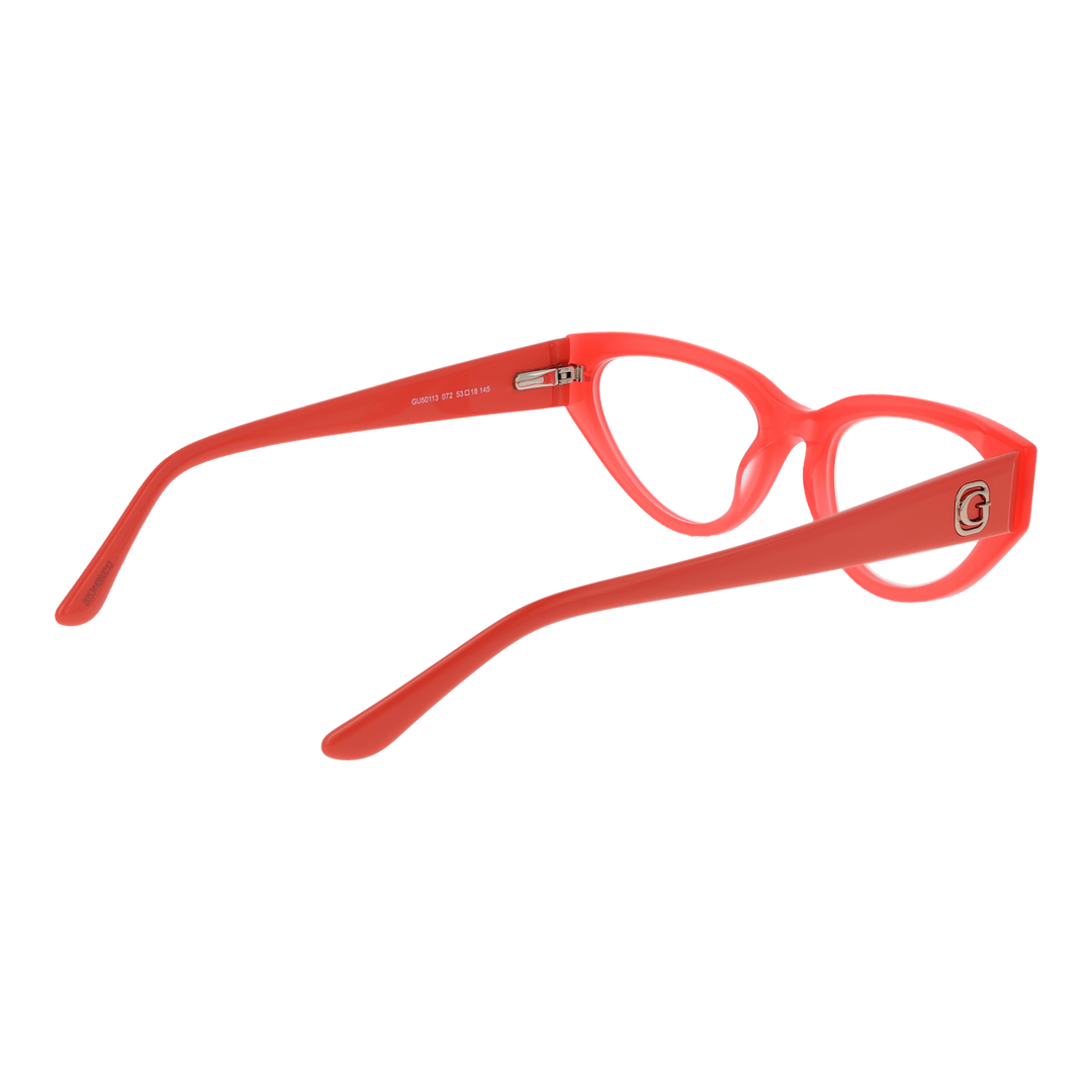 Red plastic cat-eye eyeglasses for Women with clear lenses and logo-emblazoned temples