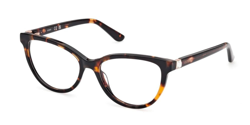Tortoiseshell cat-eye eyeglasses for Women in brown and amber tones with metal hinge accents