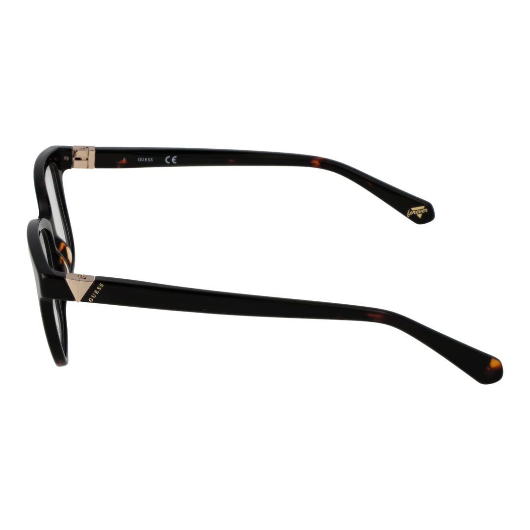 Black rectangular eyeglasses for Women with tortoiseshell accents and gold triangular metal temples, modern designer look
