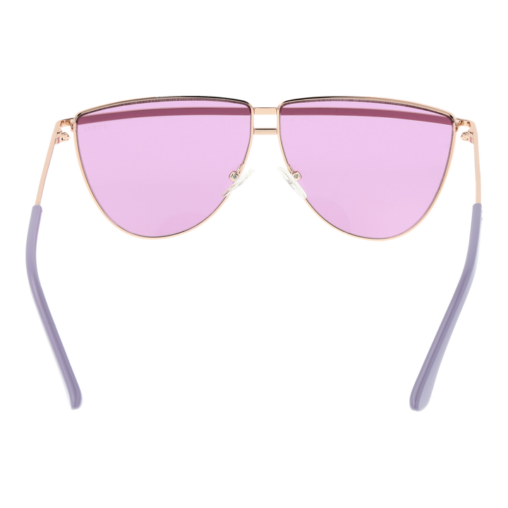 Purple and gold metal aviator sunglasses with double bridge and gradient lenses on white background