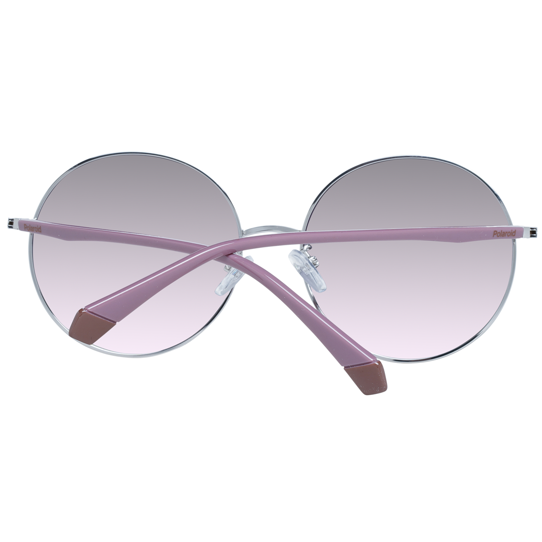 Purple metal round sunglasses with gradient lenses and adjustable nose pads on white background