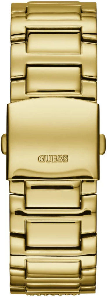 Unisex gold-tone chronograph watch with crystal-studded bezel and bracelet links on neutral background
