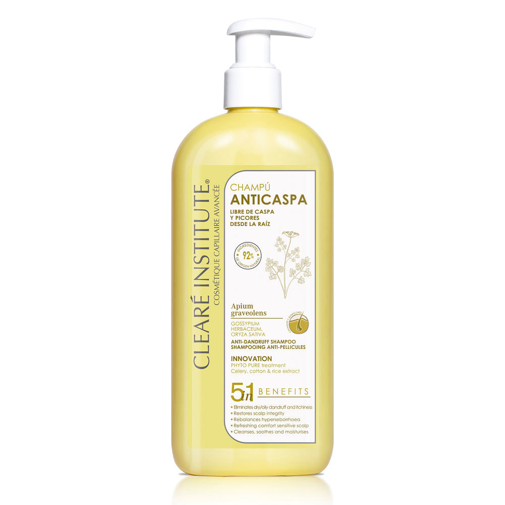 400 ml clear anti-dandruff shampoo bottle, natural ingredients, pump dispenser