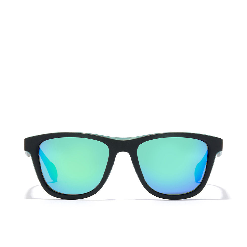 Unisex matte black TR90 sunglasses with red rubber details and polarised lenses