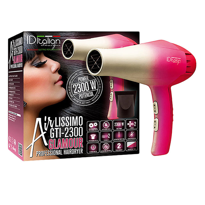 Professional 2300W ceramic hair dryer with long cable and removable filter