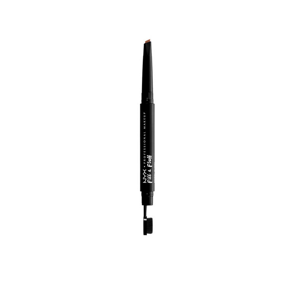 Dual-ended auburn eyebrow pencil with retractable tip and spoolie, matte finish