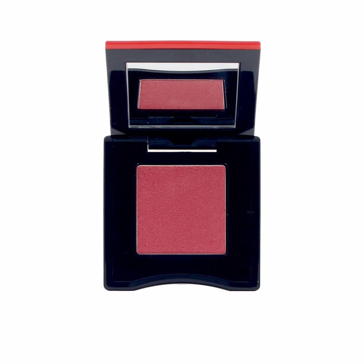 Shiseido Matte pink powder eyeshadow in square black compact with hinged lid and built-in mirror, plastic case