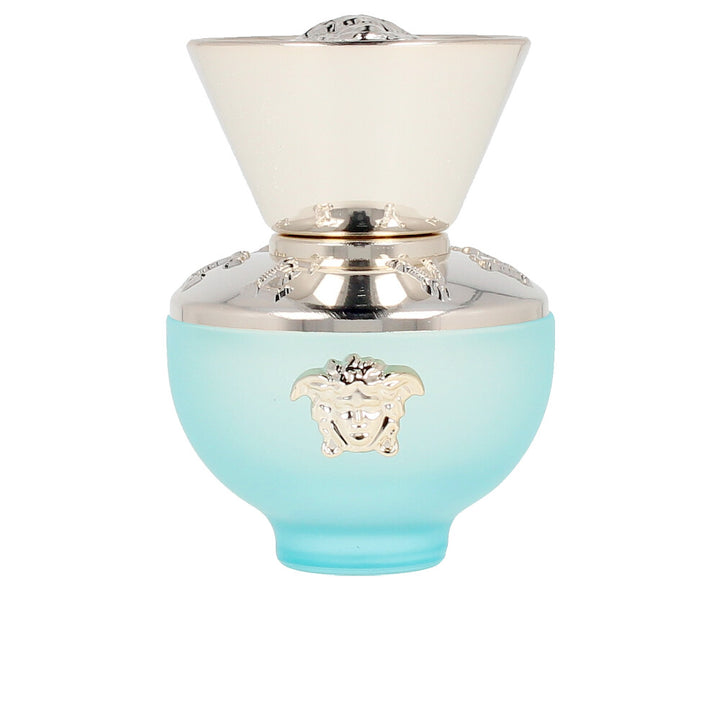 Deep-blue 50 ml perfume bottle with gold details and classical amphora shape